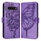 For Samsung Galaxy S10 Embossed Butterfly Leather Phone Case(Light Purple) - 1