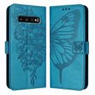 For Samsung Galaxy S10 Embossed Butterfly Leather Phone Case(Blue) - 1