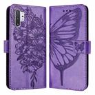 For Samsung Galaxy Note10+ Embossed Butterfly Leather Phone Case(Light Purple) - 1