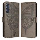 For Samsung Galaxy M54 5G / F54 5G Embossed Butterfly Leather Phone Case(Grey) - 1