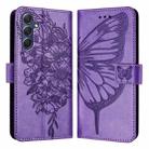 For Samsung Galaxy M54 5G / F54 5G Embossed Butterfly Leather Phone Case(Light Purple) - 1