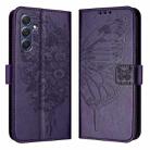 For Samsung Galaxy M54 5G / F54 5G Embossed Butterfly Leather Phone Case(Dark Purple) - 1