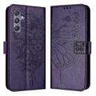 For Samsung Galaxy M34 5G / F34 5G Embossed Butterfly Leather Phone Case(Dark Purple) - 1