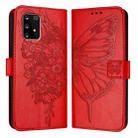 For Samsung Galaxy A91 / M80s / S10 Lite Embossed Butterfly Leather Phone Case(Red) - 1