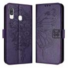 For Samsung Galaxy A40 Embossed Butterfly Leather Phone Case(Dark Purple) - 1