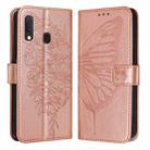 For Samsung Galaxy A20e / A10e Embossed Butterfly Leather Phone Case(Rose Gold) - 1