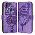 For Samsung Galaxy A10s / M10s Embossed Butterfly Leather Phone Case(Light Purple) - 1