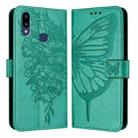 For Samsung Galaxy A10s / M10s Embossed Butterfly Leather Phone Case(Green) - 1