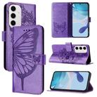 For Samsung Galaxy S24 FE 5G Embossed Butterfly Leather Phone Case(Light Purple) - 1