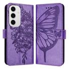 For Samsung Galaxy S24 FE 5G Embossed Butterfly Leather Phone Case(Light Purple) - 2