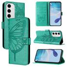 For Samsung Galaxy S24 FE 5G Embossed Butterfly Leather Phone Case(Green) - 1