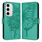 For Samsung Galaxy S24 FE 5G Embossed Butterfly Leather Phone Case(Green) - 2