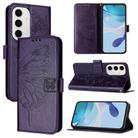 For Samsung Galaxy S24 FE 5G Embossed Butterfly Leather Phone Case(Dark Purple) - 1