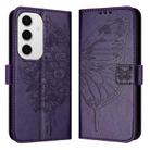 For Samsung Galaxy S24 FE 5G Embossed Butterfly Leather Phone Case(Dark Purple) - 2