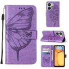 For Xiaomi Redmi 13C Embossed Butterfly Leather Phone Case(Purple) - 1