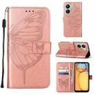 For Xiaomi Redmi 13C Embossed Butterfly Leather Phone Case(Rose Gold) - 1