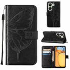 For Xiaomi Redmi 13C Embossed Butterfly Leather Phone Case(Black) - 1