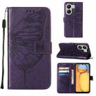 For Xiaomi Redmi 13C Embossed Butterfly Leather Phone Case(Dark Purple) - 1