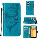 For Xiaomi Redmi 13C Embossed Butterfly Leather Phone Case(Blue) - 1