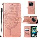 For Xiaomi Redmi A3 Embossed Butterfly Leather Phone Case(Rose Gold) - 1