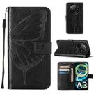 For Xiaomi Redmi A3 Embossed Butterfly Leather Phone Case(Black) - 1