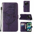 For Xiaomi Redmi A3 Embossed Butterfly Leather Phone Case(Dark Purple) - 1