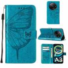 For Xiaomi Redmi A3 Embossed Butterfly Leather Phone Case(Blue) - 1