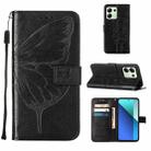 For Xiaomi Redmi Note 13 4G Global Embossed Butterfly Leather Phone Case(Black) - 1