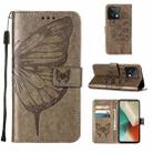 For Xiaomi Redmi Note 13 5G Global Embossed Butterfly Leather Phone Case(Grey) - 1