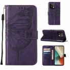 For Xiaomi Redmi Note 13 5G Global Embossed Butterfly Leather Phone Case(Dark Purple) - 1