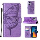 For Xiaomi Redmi Note 13 Pro 4G Global Embossed Butterfly Leather Phone Case(Purple) - 1