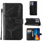For Xiaomi Redmi Note 13 Pro 4G Global Embossed Butterfly Leather Phone Case(Black) - 1