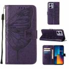 For Xiaomi Redmi Note 13 Pro 4G Global Embossed Butterfly Leather Phone Case(Dark Purple) - 1