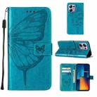 For Xiaomi Redmi Note 13 Pro 4G Global Embossed Butterfly Leather Phone Case(Blue) - 1