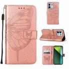For Xiaomi Redmi Note 13 Pro 5G Global Embossed Butterfly Leather Phone Case(Rose Gold) - 1