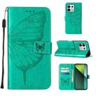 For Xiaomi Redmi Note 13 Pro 5G Global Embossed Butterfly Leather Phone Case(Green) - 1