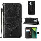 For Xiaomi Redmi Note 13 Pro 5G Global Embossed Butterfly Leather Phone Case(Black) - 1