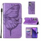 For Xiaomi Redmi Note 13 Pro+ 5G Embossed Butterfly Leather Phone Case(Purple) - 1