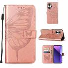 For Xiaomi Redmi Note 13 Pro+ 5G Embossed Butterfly Leather Phone Case(Rose Gold) - 1