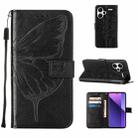 For Xiaomi Redmi Note 13 Pro+ 5G Embossed Butterfly Leather Phone Case(Black) - 1