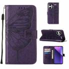 For Xiaomi Redmi Note 13 Pro+ 5G Embossed Butterfly Leather Phone Case(Dark Purple) - 1