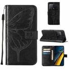 For Xiaomi Redmi K70E Embossed Butterfly Leather Phone Case(Black) - 1