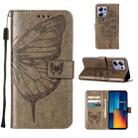 For Xiaomi Poco M6 Pro 4G Embossed Butterfly Leather Phone Case(Grey) - 1