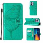 For Xiaomi Poco M6 Pro 4G Embossed Butterfly Leather Phone Case(Green) - 1