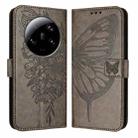 For Xiaomi 13 Ultra Embossed Butterfly Leather Phone Case(Grey) - 1