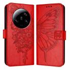 For Xiaomi 13 Ultra Embossed Butterfly Leather Phone Case(Red) - 1