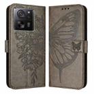 For Xiaomi 13T / 13T Pro Global Embossed Butterfly Leather Phone Case(Grey) - 1