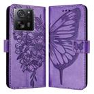 For Xiaomi 13T / 13T Pro Global Embossed Butterfly Leather Phone Case(Purple) - 1