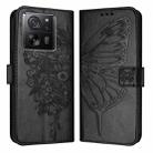 For Xiaomi 13T / 13T Pro Global Embossed Butterfly Leather Phone Case(Black) - 1
