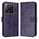 For Xiaomi 13T / 13T Pro Global Embossed Butterfly Leather Phone Case(Dark Purple) - 1